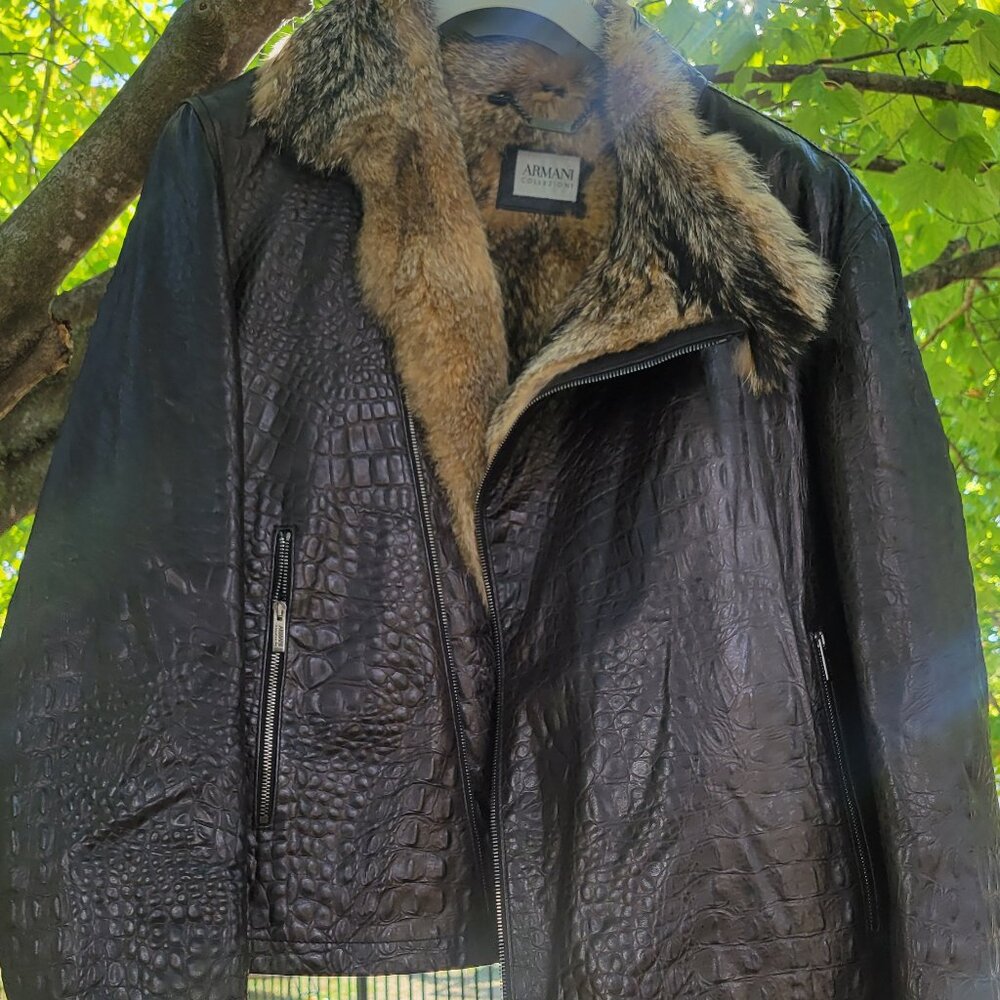 Like New Armani Collezioni Jacket Lambskin and Fox Size 40
